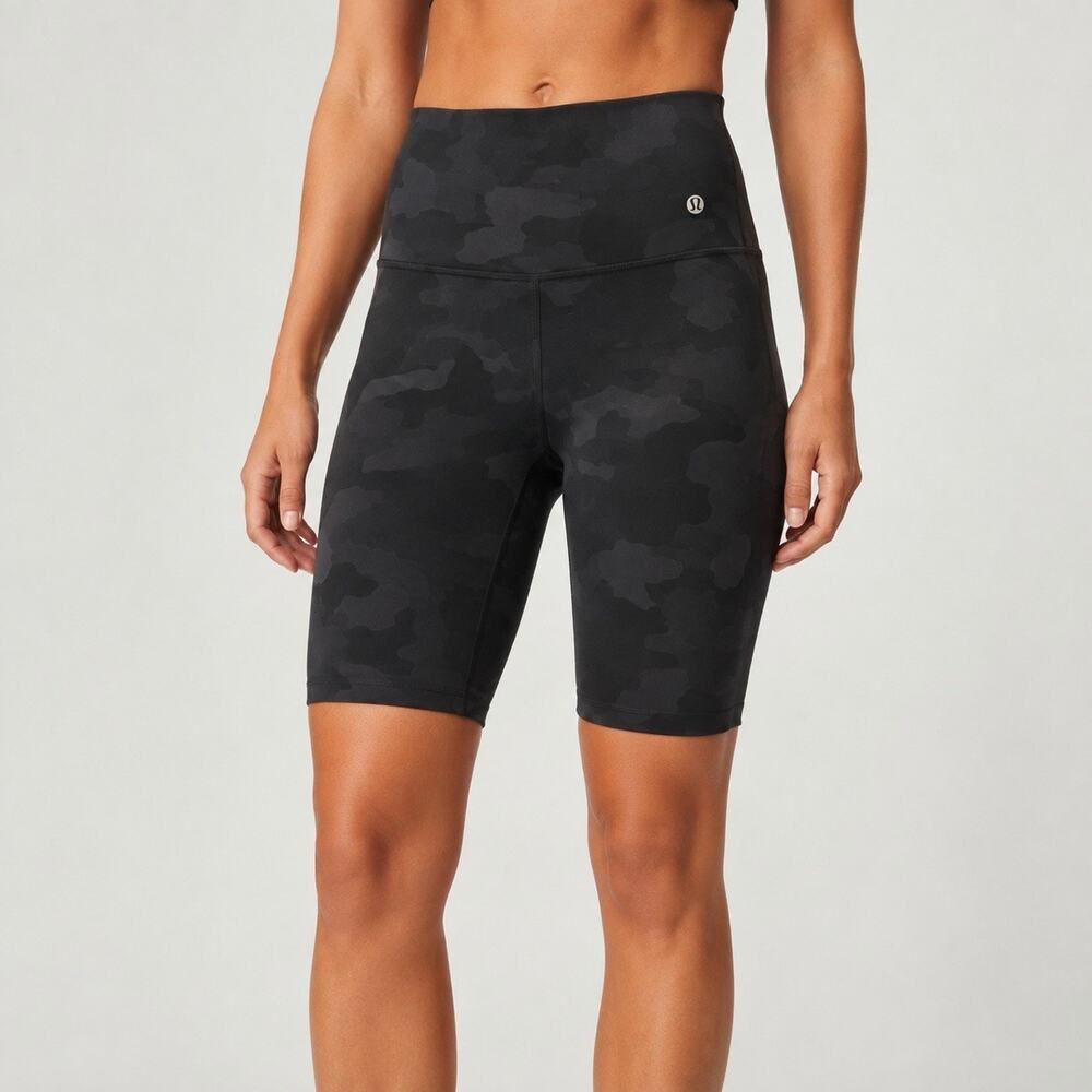 Lululemon Align Biker Shorts Size 2 Black Camo 11.5” Inseam High Rise Nulu